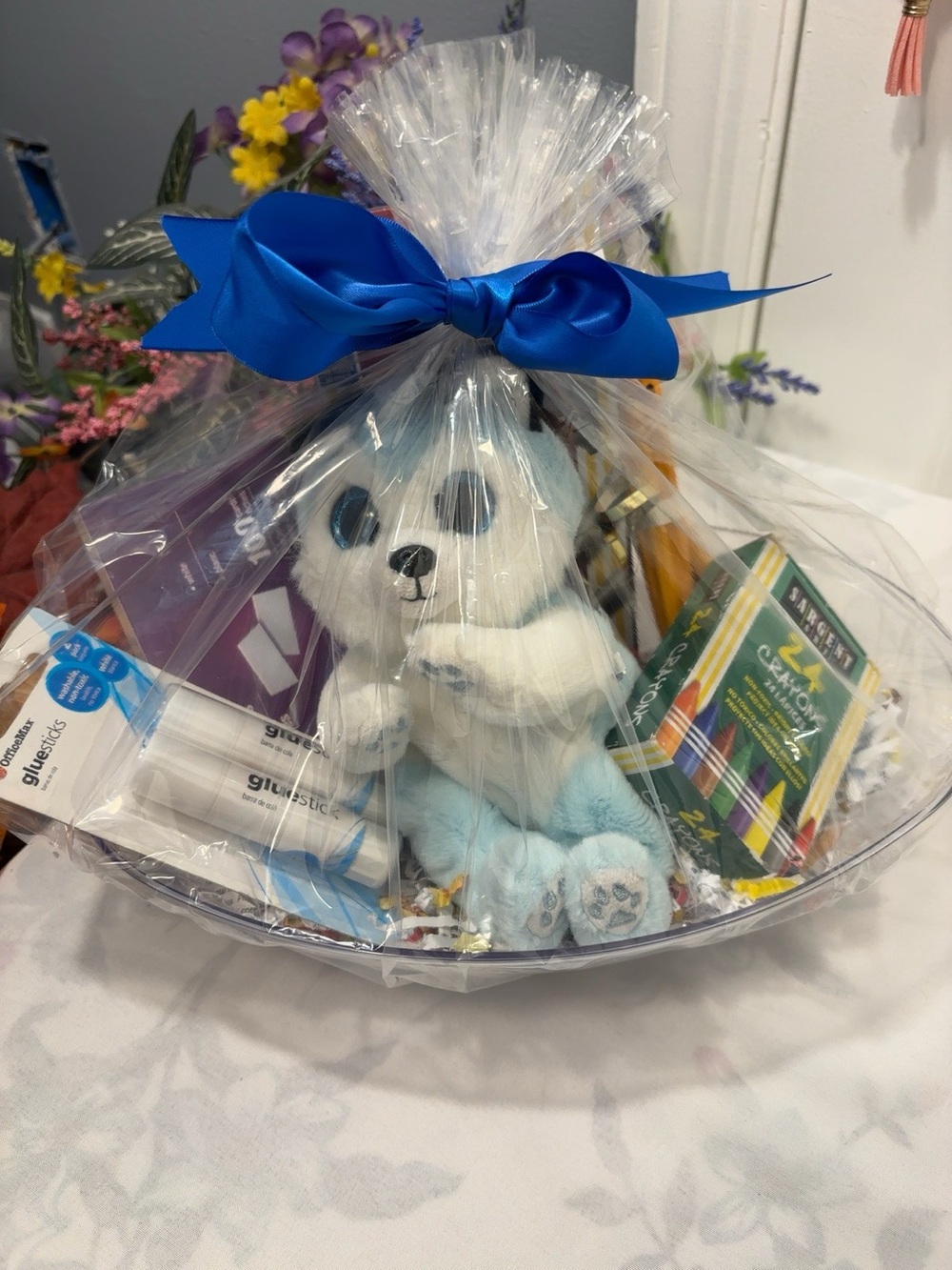 Kids Art & School Gift Basket – Plush Puppy, Markers & Crayons 🎁
